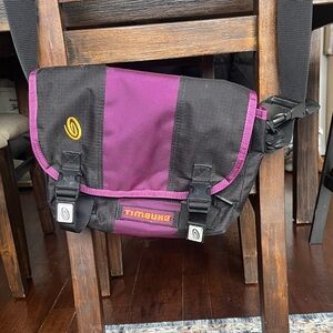 Timbuk2 Black and Purple Small Messenger Bag with Yellow Accent